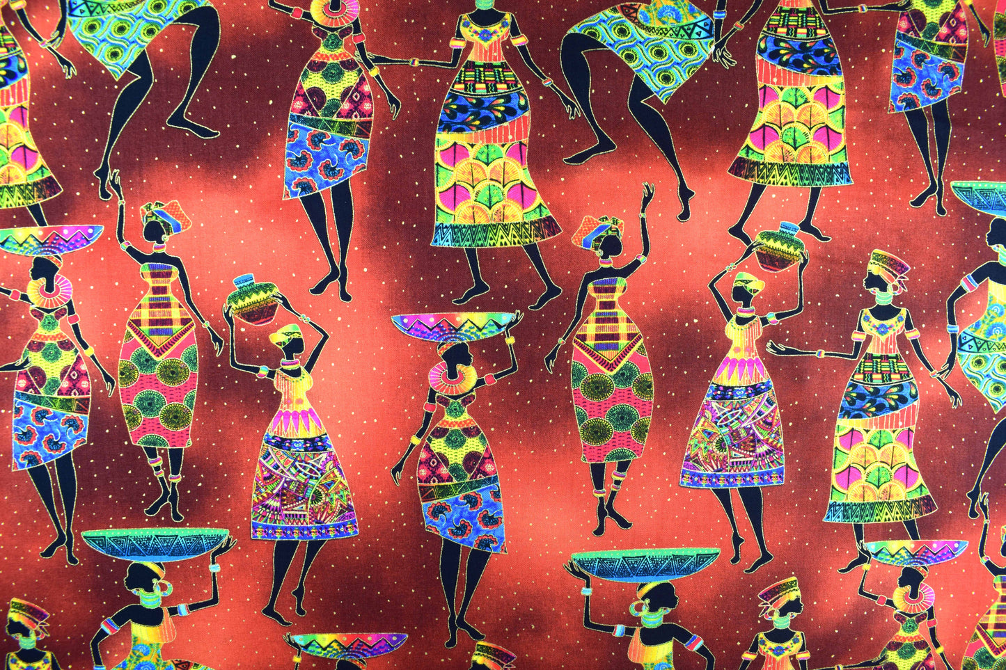 African Sunset fabric, African Women Quilting fabric, cotton fabric -  Price by the Half Metre