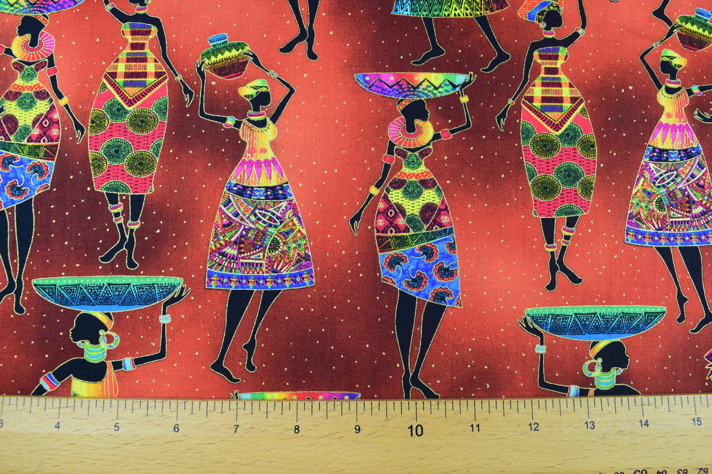 African Sunset fabric, African Women Quilting fabric, cotton fabric -  Price by the Half Metre