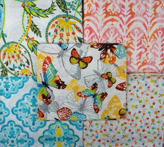 Bohemian Butterfly fat Quarter Bundle,  cotton quilting fabric