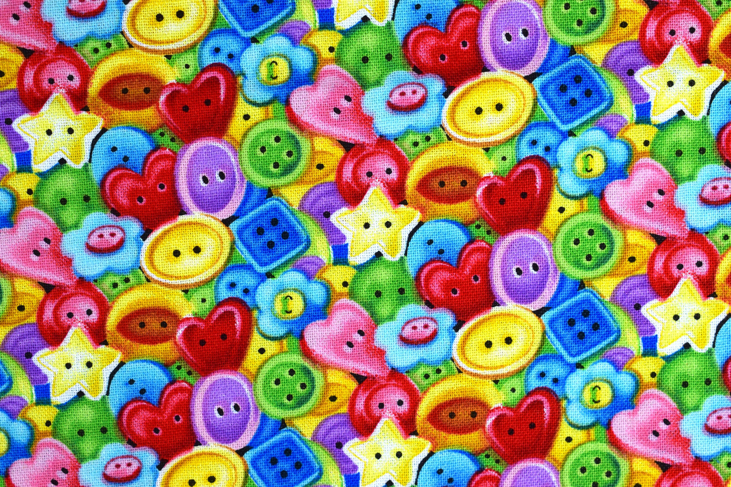 Button fabric, cotton fabric, Quilting fabric, Just Sew Happy - Price by the Half Metre The Quilt Sanctuary