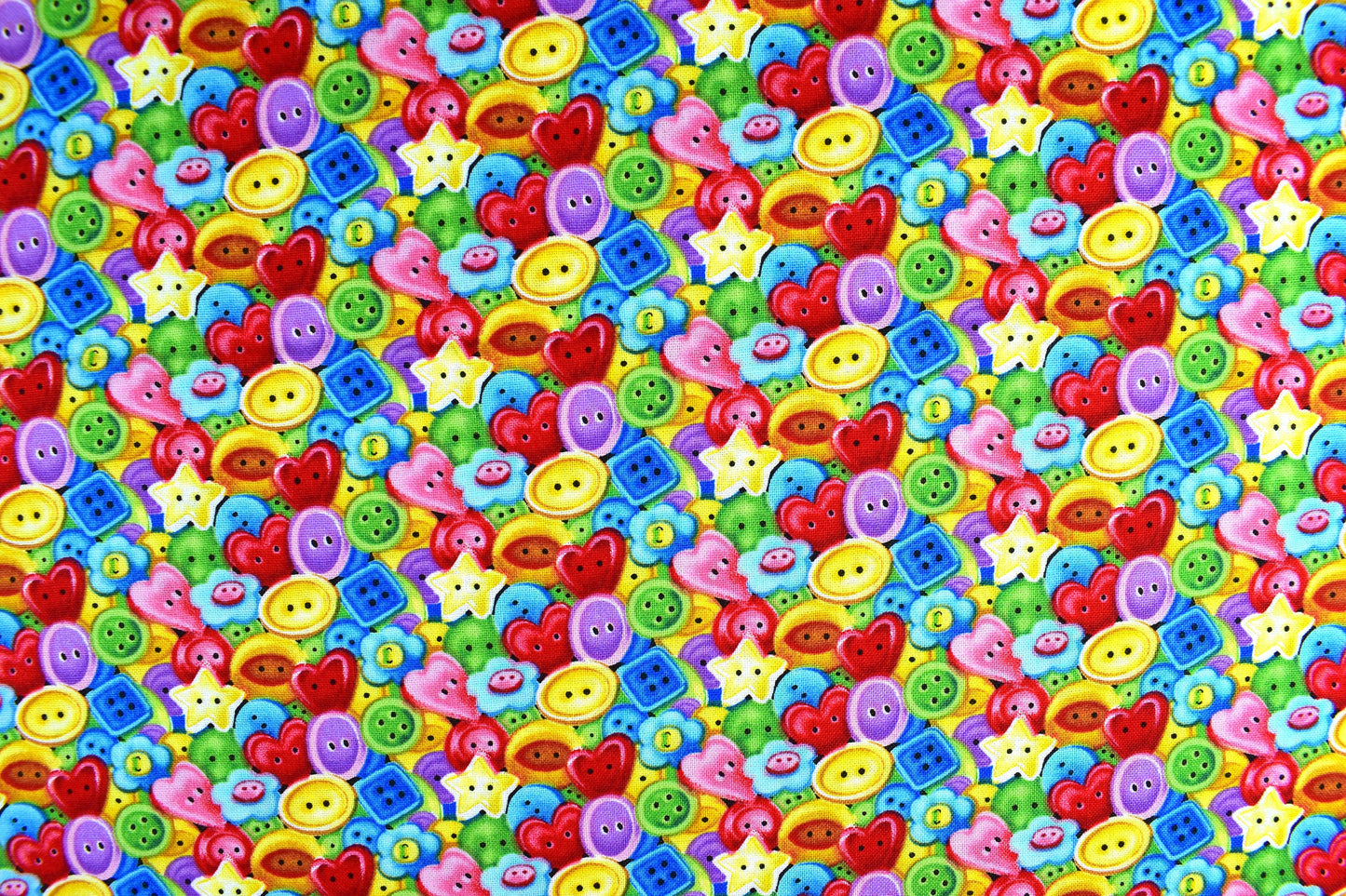 Button fabric, cotton fabric, Quilting fabric, Just Sew Happy - Price by the Half Metre The Quilt Sanctuary